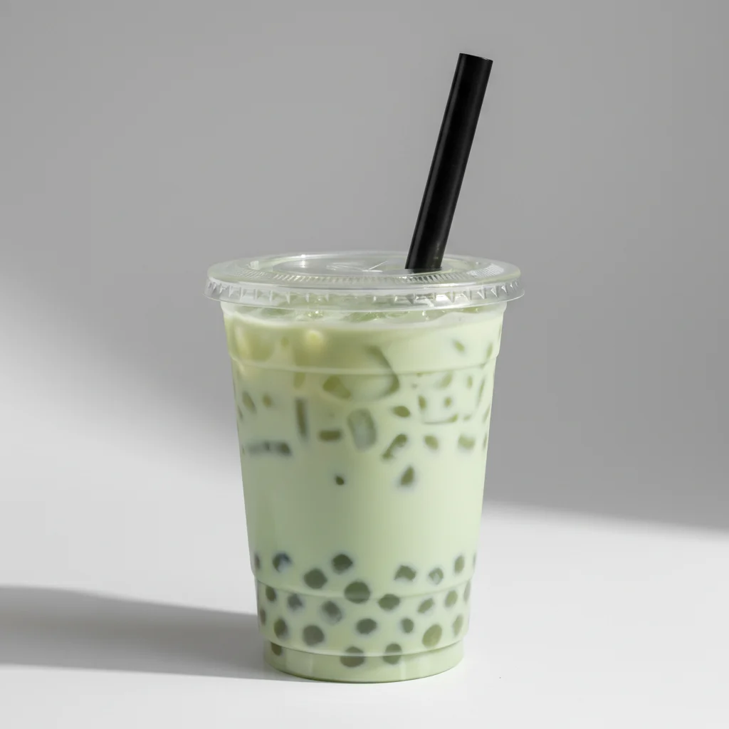 25% Sweetness Green Milk Tea with Crystal Boba [24 oz]