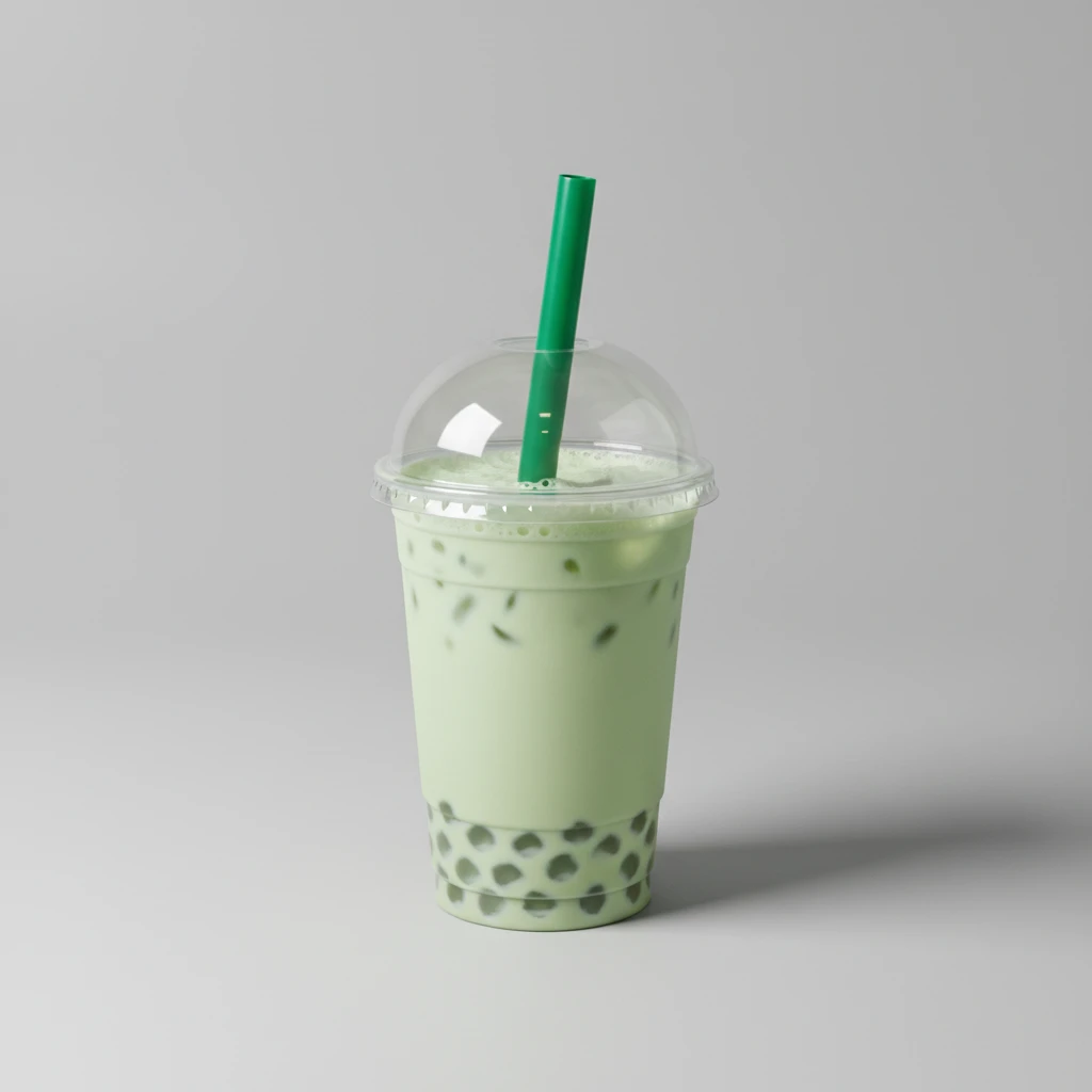 50% Sweetness Green Milk Tea with Crystal Boba [24 oz]