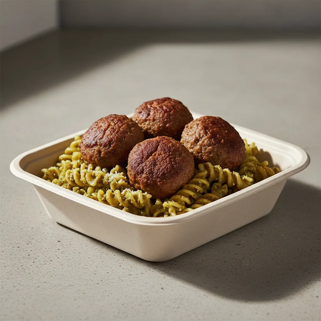 Pasta With Meatballs - Pesto Pasta With Meatballs - Pesto