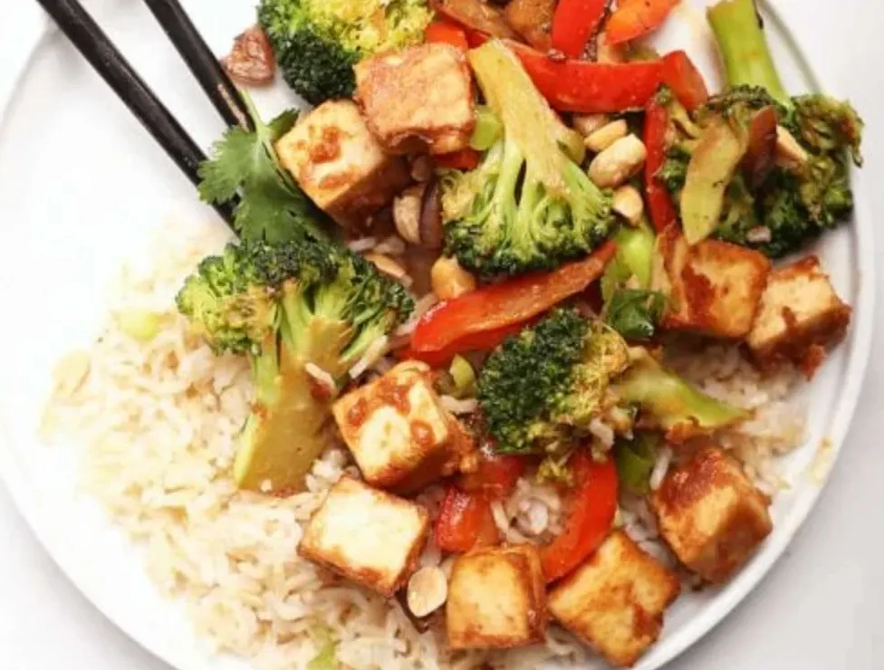 Vegetables with Tofu and White Rice [Small]
