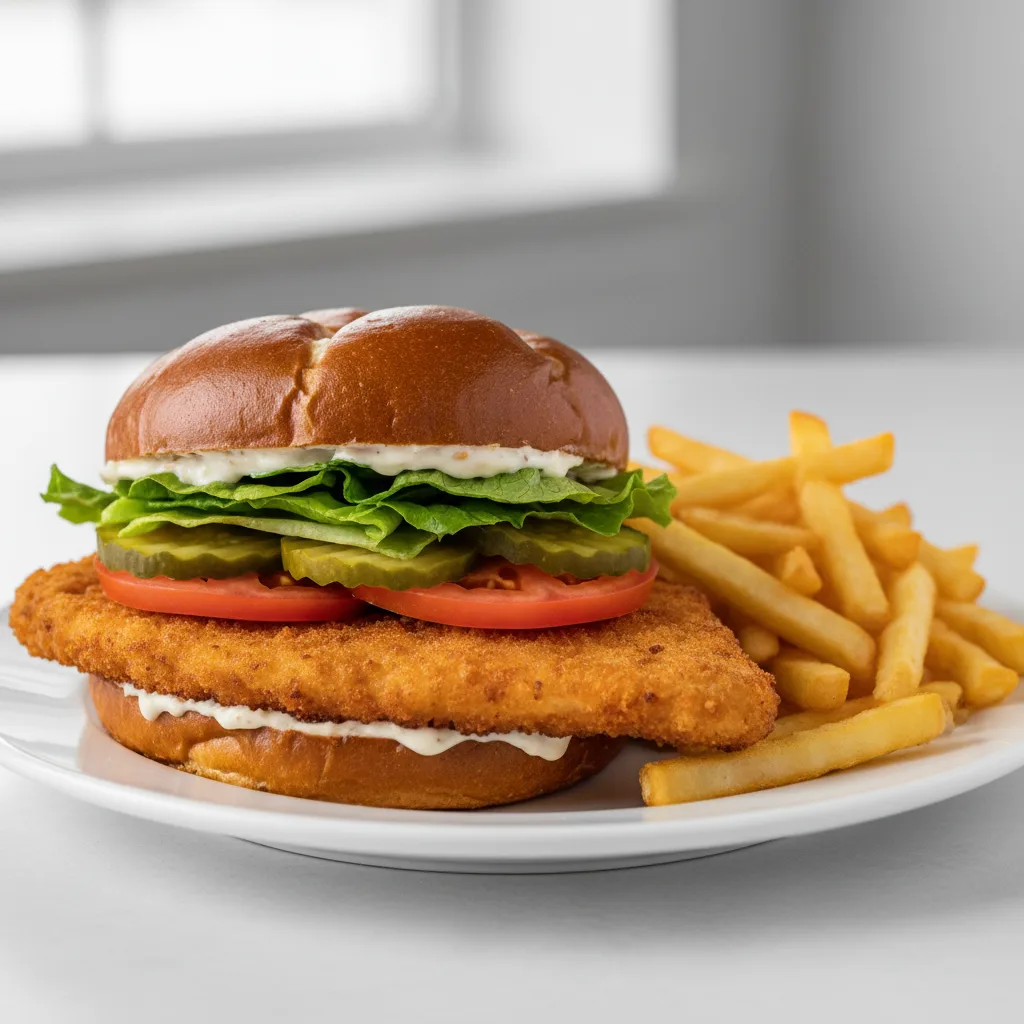 Pork Schnitzel Sandwich with Fries