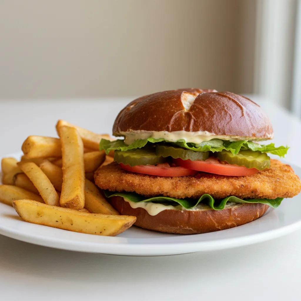 Chicken Schnitzel Sandwich with Fries