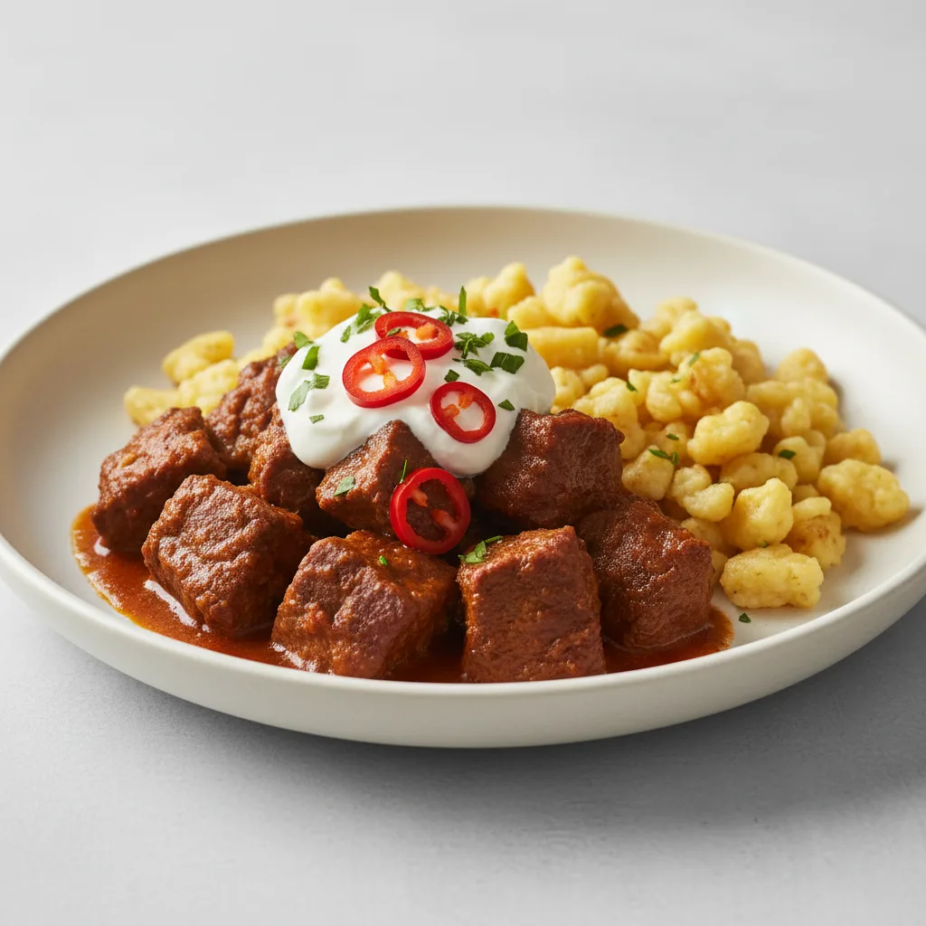 Hungarian Beef Goulash with Spatzle