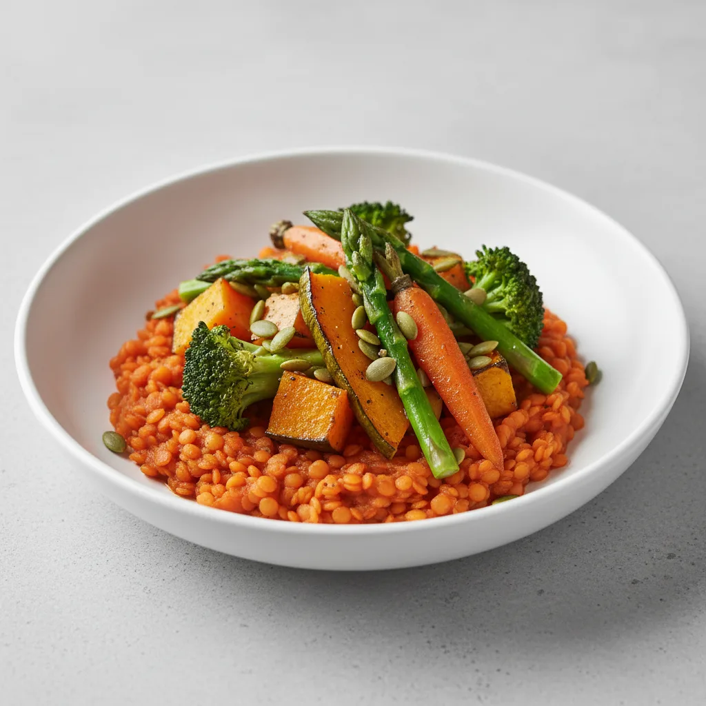 Red Lentil Saute with Seasonal Veggies