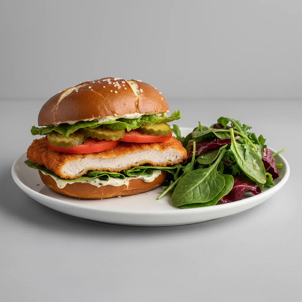 Pork Schnitzel Sandwich with Salad