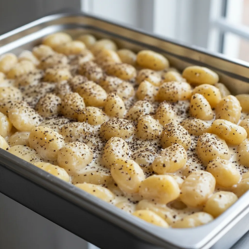 Gluten-free Gnocchi Black Truffle Cacio E Pepe - Full Tray Gluten-free Gnocchi Black Truffle Cacio E Pepe - Full Tray