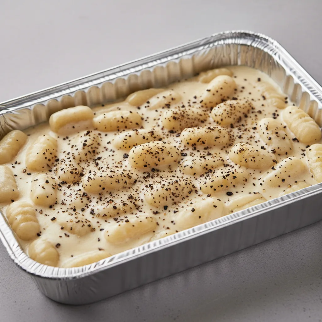 Gluten-free Gnocchi Black Truffle Cacio E Pepe - Half Tray Gluten-free Gnocchi Black Truffle Cacio E Pepe - Half Tray
