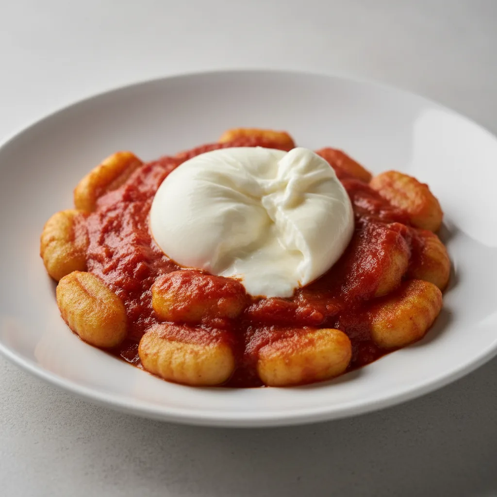 Gluten-free Gnocchi Al Pomodoro With Burrata Cheese Gluten-free Gnocchi Al Pomodoro With Burrata Cheese