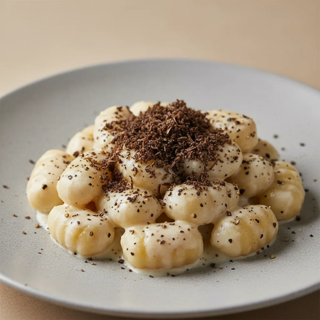 Gluten-free Gnocchi Black Truffle Cacio E Pepe Gluten-free Gnocchi Black Truffle Cacio E Pepe