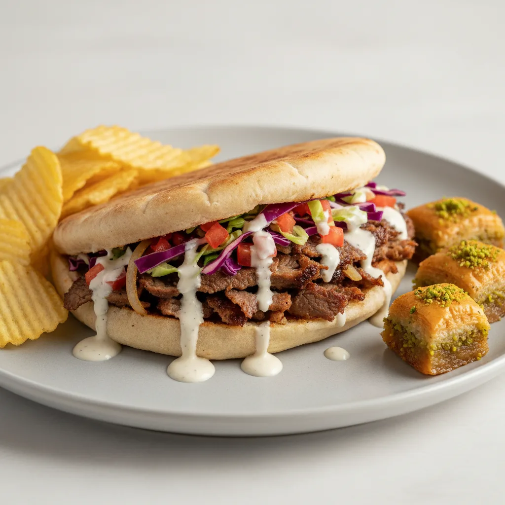 Beef Shawarma Sandwich - Pita Bread Beef Shawarma Sandwich - Pita Bread