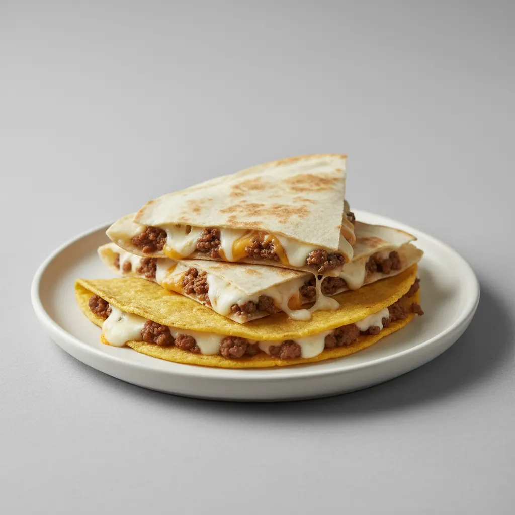 Quesadillas - Cheese & Ground Beef (mixed Tortillas) Quesadillas - Cheese & Ground Beef (mixed Tortillas)