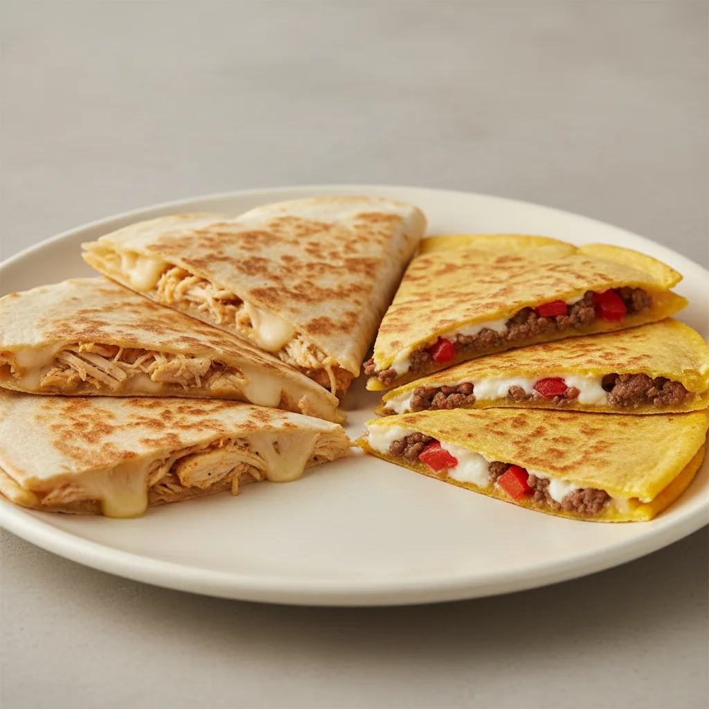 Quesadillas - Chicken & Ground Beef (mixed Tortillas) Quesadillas - Chicken & Ground Beef (mixed Tortillas)