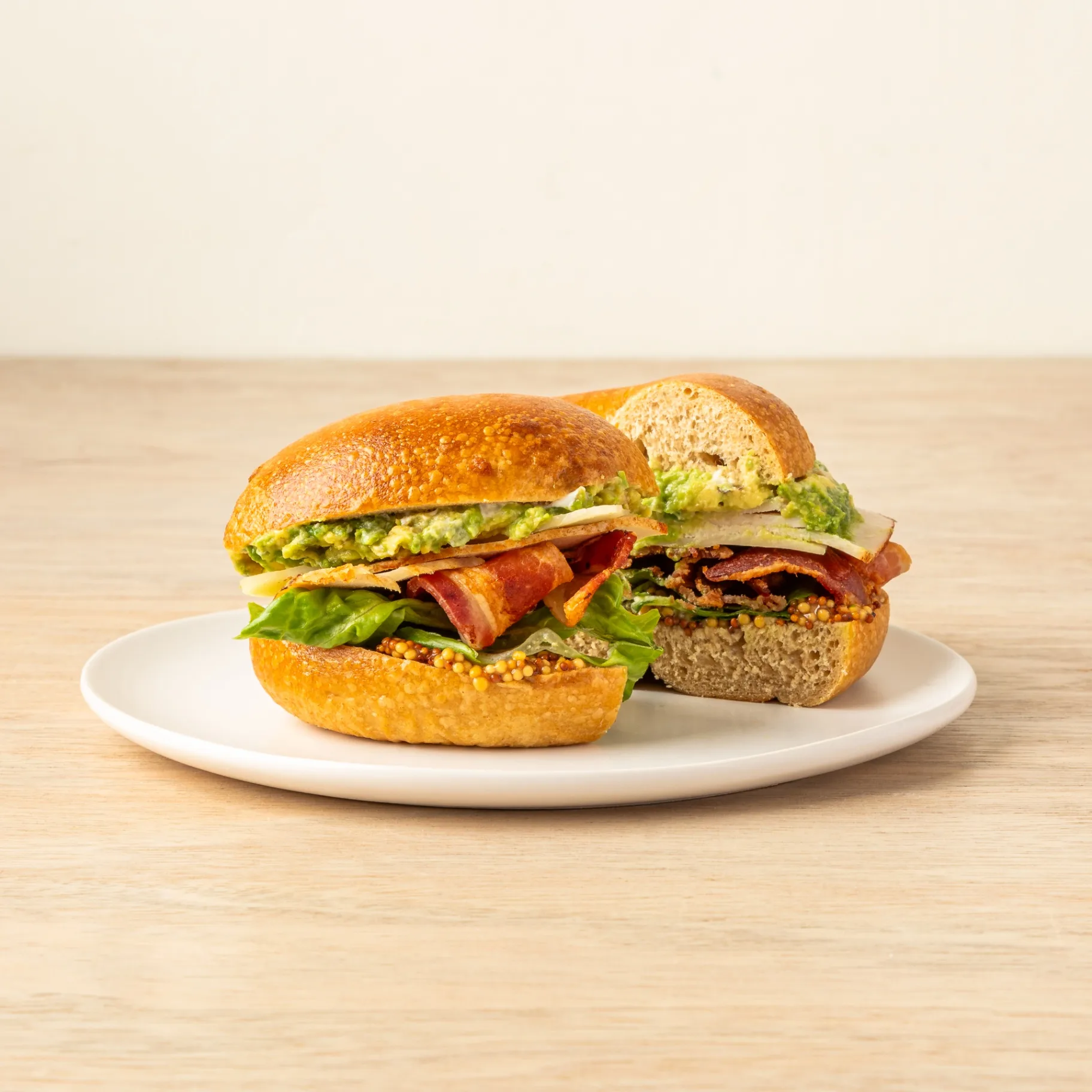 Turkey Bacon Avocado Bagel Sandwich