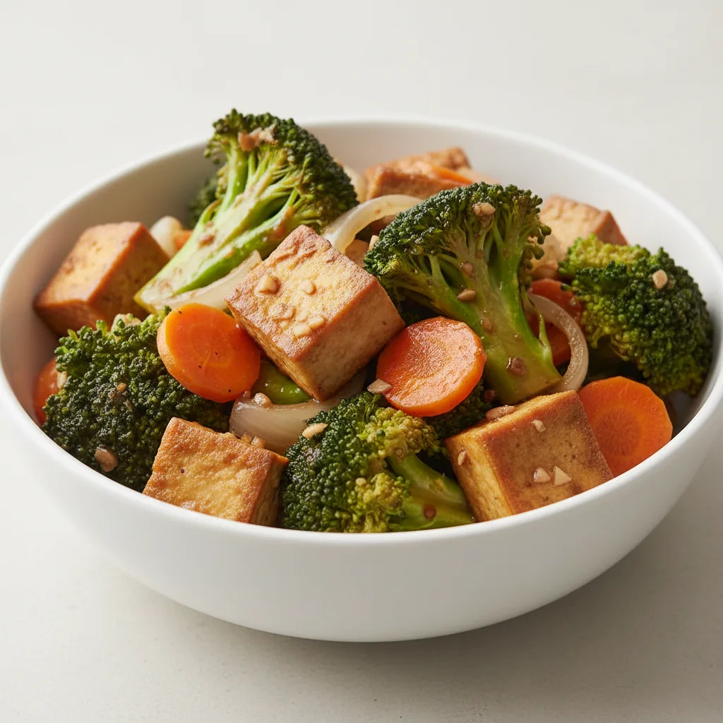 Vegan Garlic Broccoli with Tofu