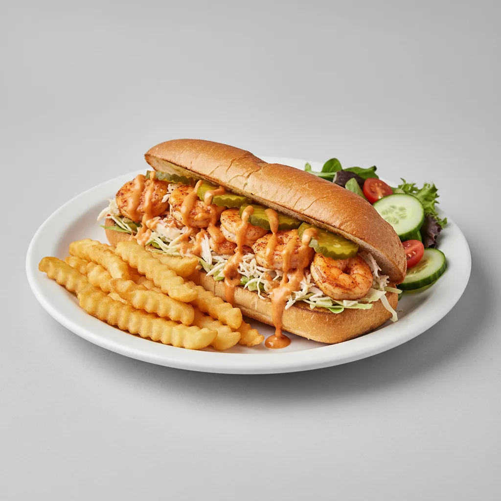Submarine Combo — Shrimp and Crabs Sub, Fries, Coleslaw