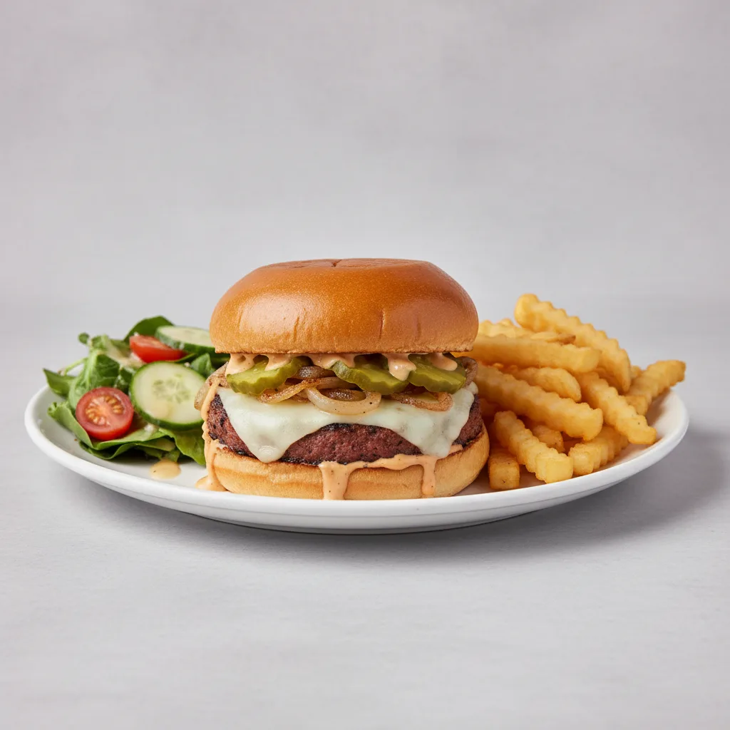 Vegetarian Spin Combo - Classic Spin Burger with Veggie Patty, Fries, Side Salad