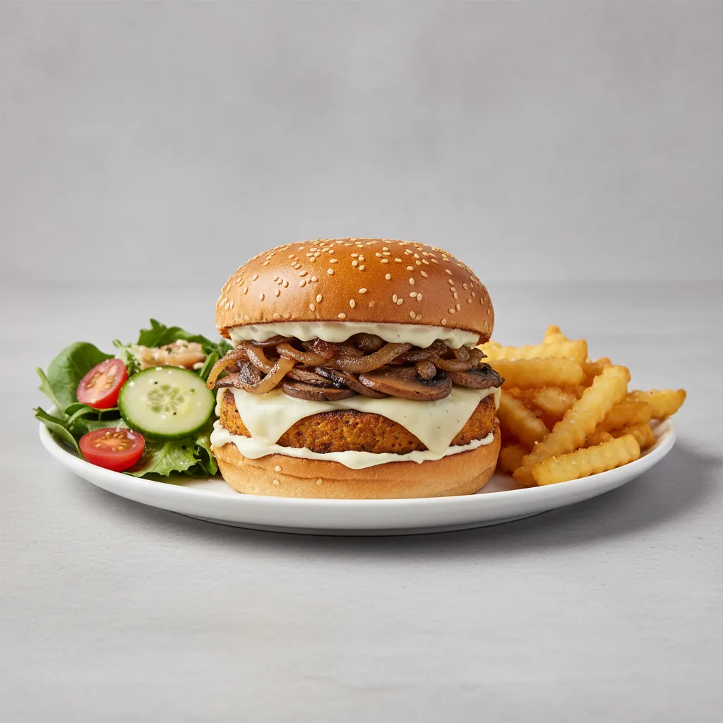 Vegetarian Spin Combo - Shroomy Spin Burger with Veggie Patty, Fries, Side Salad
