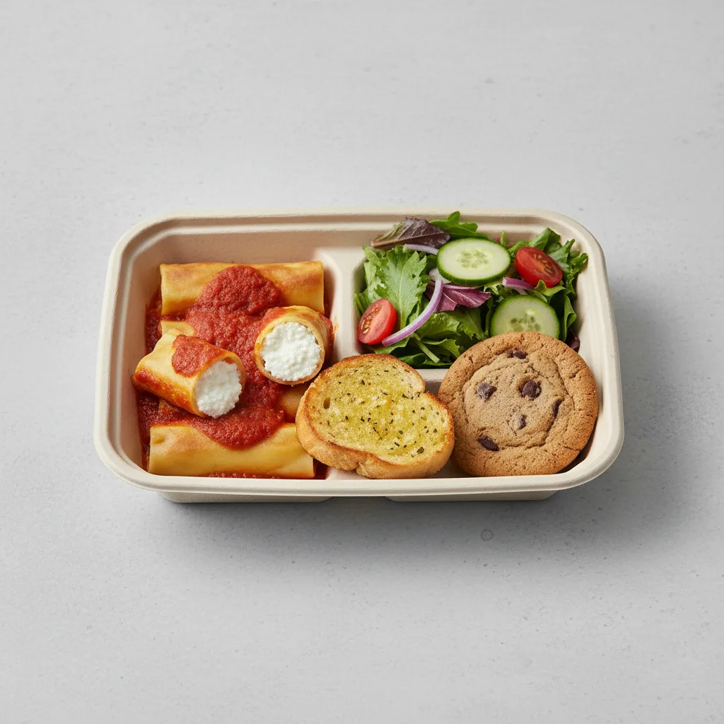 Cheese Manicotti Boxed Lunch - Garden Salad Cheese Manicotti Boxed Lunch - Garden Salad