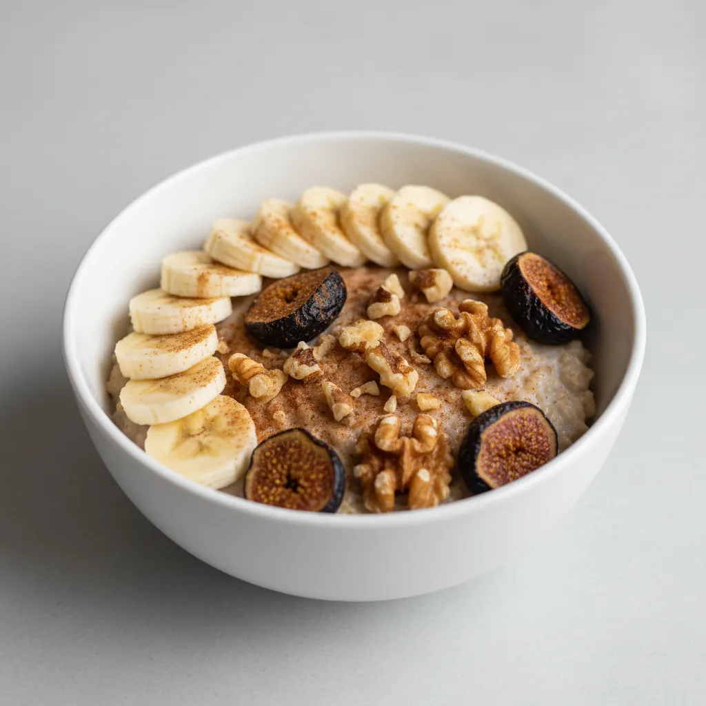 Banana, Cinnamon, Figs, and Walnuts Oatmeal Bowl Banana, Cinnamon, Figs, and Walnuts Oatmeal Bowl