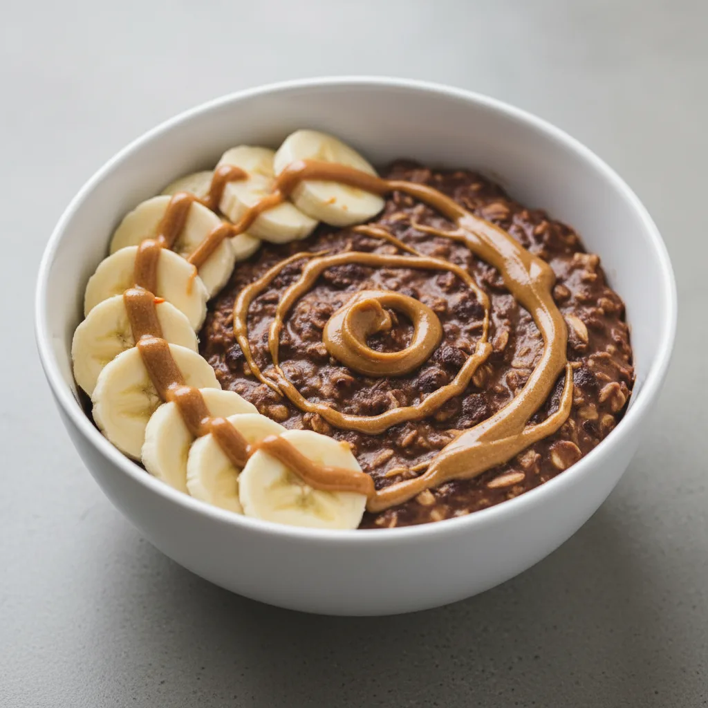 Banana, Peanut Butter, and Chocolate Protein Oatmeal Bowl Banana, Peanut Butter, and Chocolate Protein Oatmeal Bowl