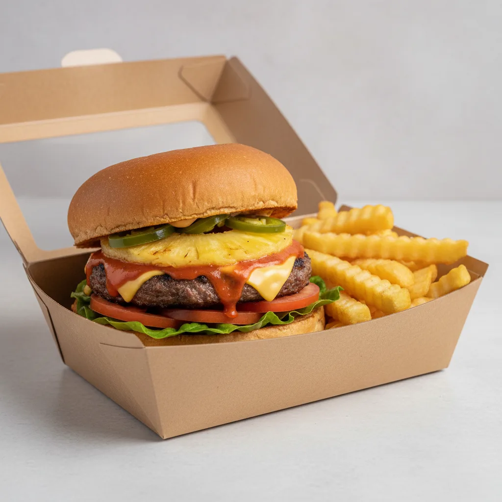 B'igi Hawaiian Spice Box - Gluten Free Bun - Fries B'igi Hawaiian Spice Box - Gluten Free Bun - Fries
