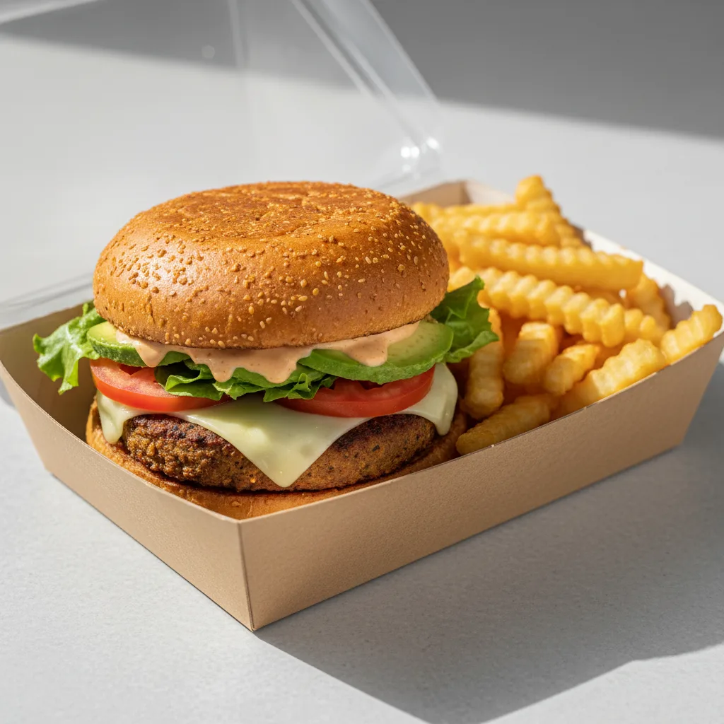 B'igi Falafel Malibu Box - Gluten Free Bun - Fries B'igi Falafel Malibu Box - Gluten Free Bun - Fries