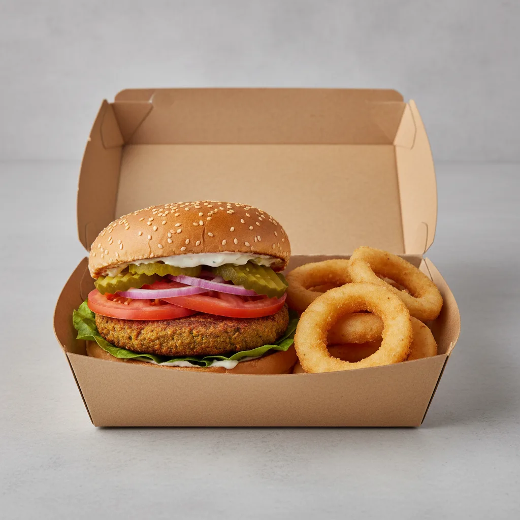 B'igi Falafel Burger Box - Onion Rings B'igi Falafel Burger Box - Onion Rings
