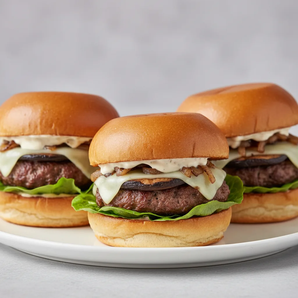Mini Burgers - Mushroom Swiss Burger Mini Burgers - Mushroom Swiss Burger