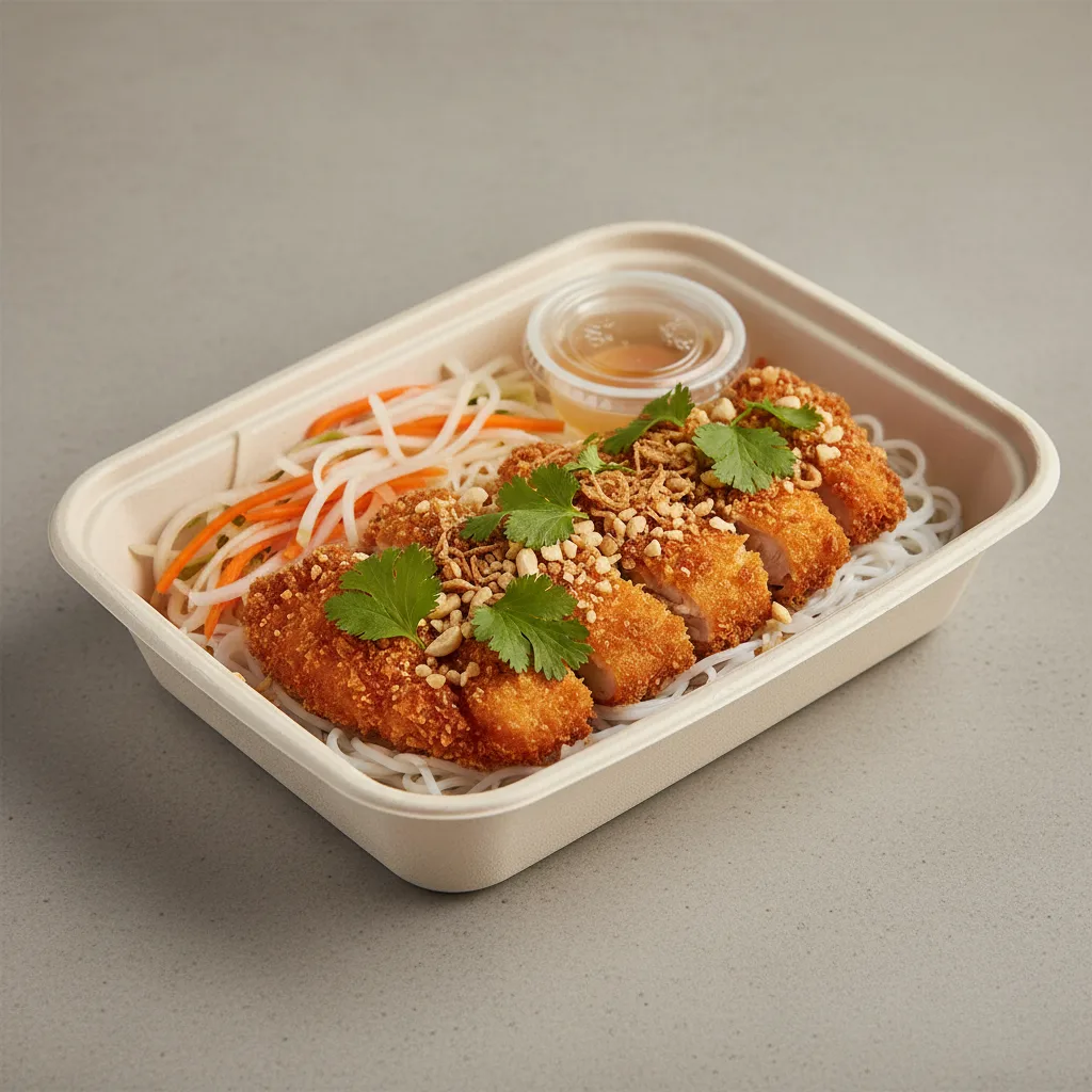 Bowl Boxed Lunch — Crispy Chicken with Noodles and Nouc Chom Sauce