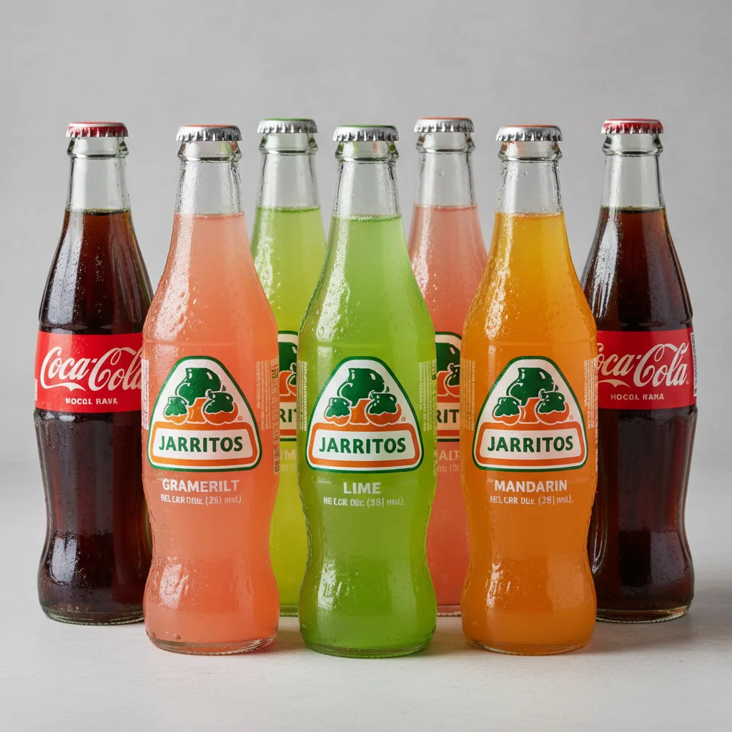 Bottled Mexican Sodas - assortment of bottled coke and jarritos