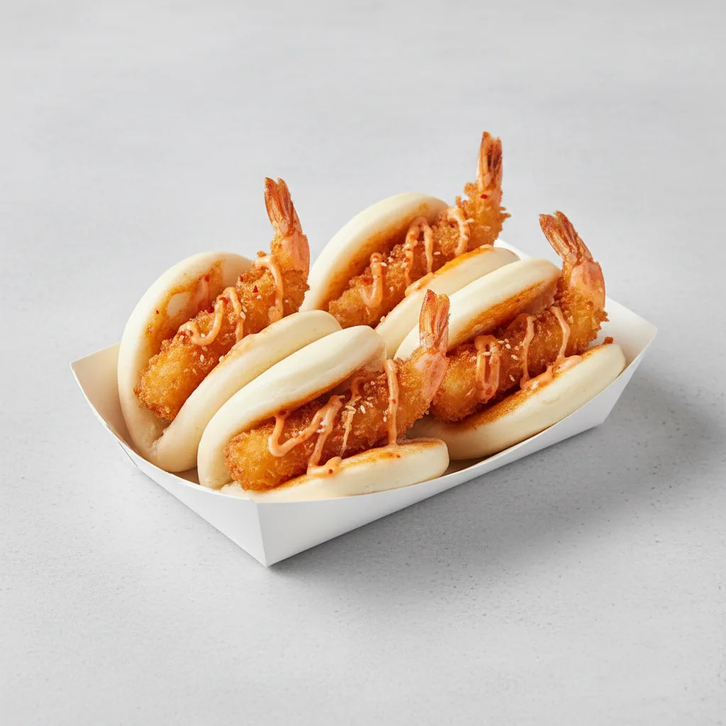Bao Bun Crispy Tempura Shrimp With Korean Spice Sauce (half Tray) Bao Bun Crispy Tempura Shrimp With Korean Spice Sauce (half Tray)
