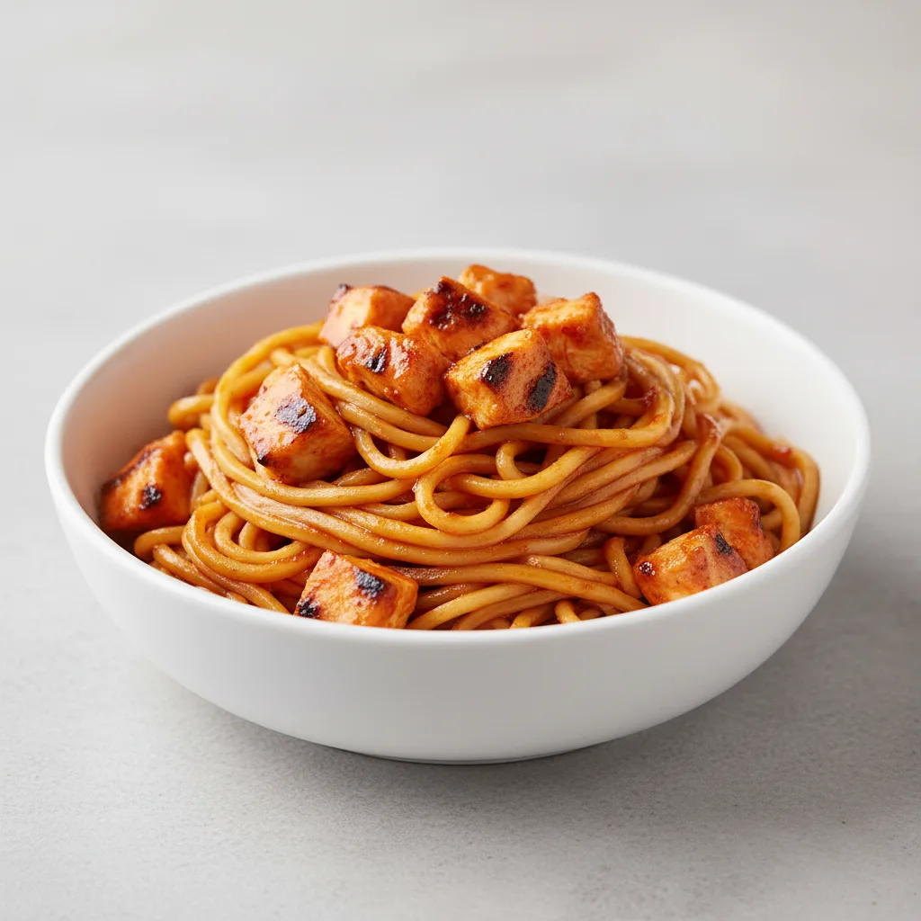 Firecracker Bowl — Hibachi Noodles with Fire Braised Grilled Chicken Firecracker Bowl — Hibachi Noodles with Fire Braised Grilled Chicken