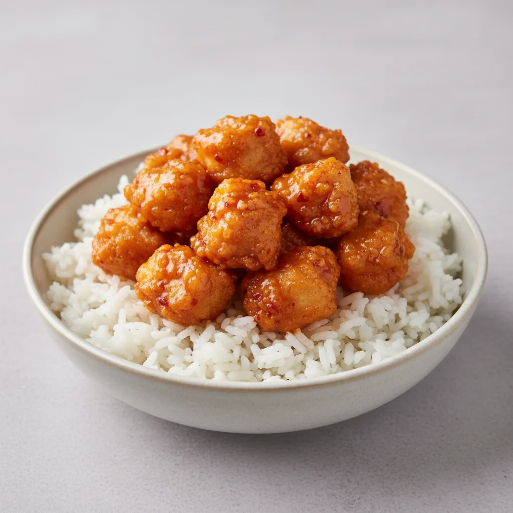 Korean Spice Bowl — Jasmine Rice with Crispy Tempura Chicken Korean Spice Bowl — Jasmine Rice with Crispy Tempura Chicken