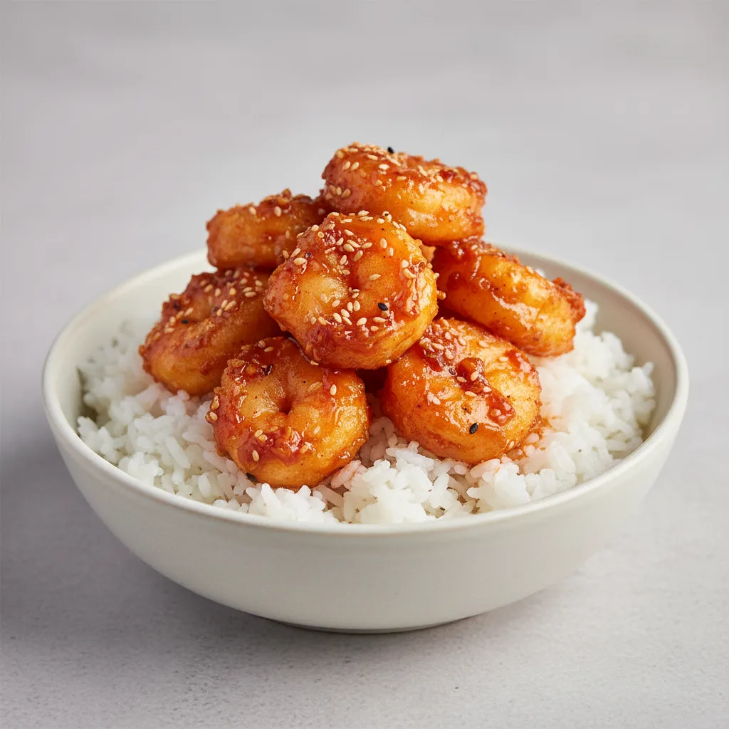 Korean Spice Bowl — Jasmine Rice with Crispy Tempura Shrimp Korean Spice Bowl — Jasmine Rice with Crispy Tempura Shrimp