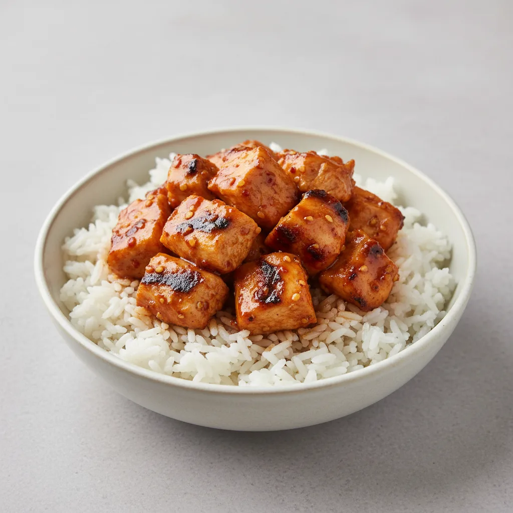 Korean Spice Bowl — Jasmine Rice with Fire Braised Grilled Chicken Korean Spice Bowl — Jasmine Rice with Fire Braised Grilled Chicken