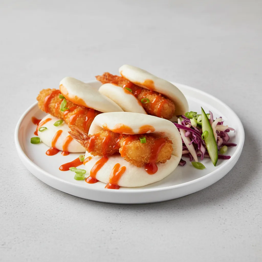 Bao Bun — Crispy Tempura Shrimp with Firecracker Bao Bun — Crispy Tempura Shrimp with Firecracker