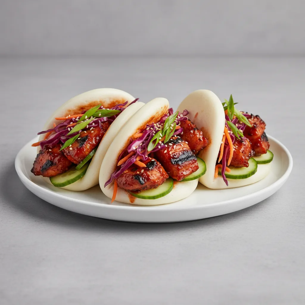 Bao Bun — Fire Braised Grilled Chicken With Korean Spice Bao Bun — Fire Braised Grilled Chicken With Korean Spice