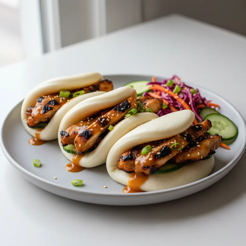 Bao Bun — Fire Braised Grilled Chicken With Orange Ginger Bao Bun — Fire Braised Grilled Chicken With Orange Ginger