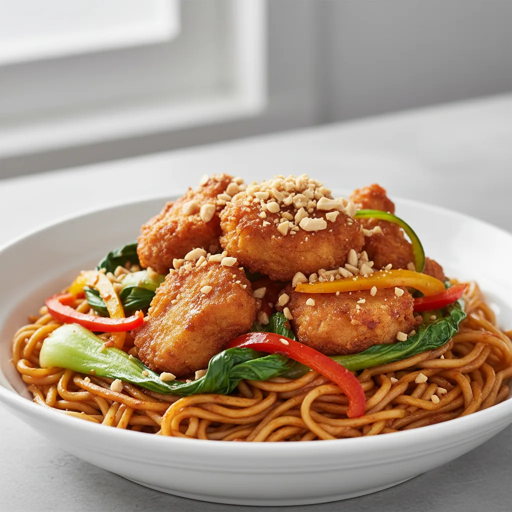 Korean Spice Bowl — Hibachi Noodles / Tempura Plant-based Chicken Korean Spice Bowl — Hibachi Noodles / Tempura Plant-based Chicken