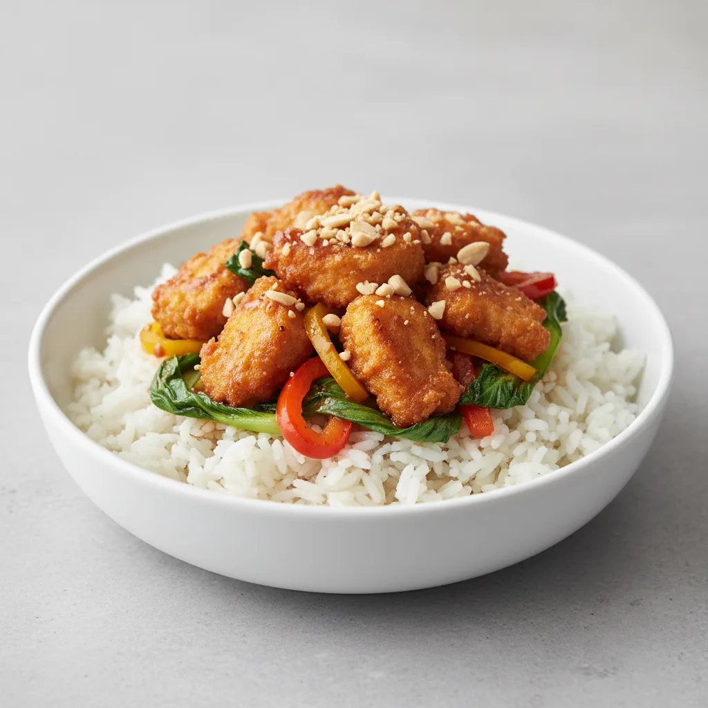 Korean Spice Bowl — Jasmine Rice / Tempura Plant-based Chicken Korean Spice Bowl — Jasmine Rice / Tempura Plant-based Chicken