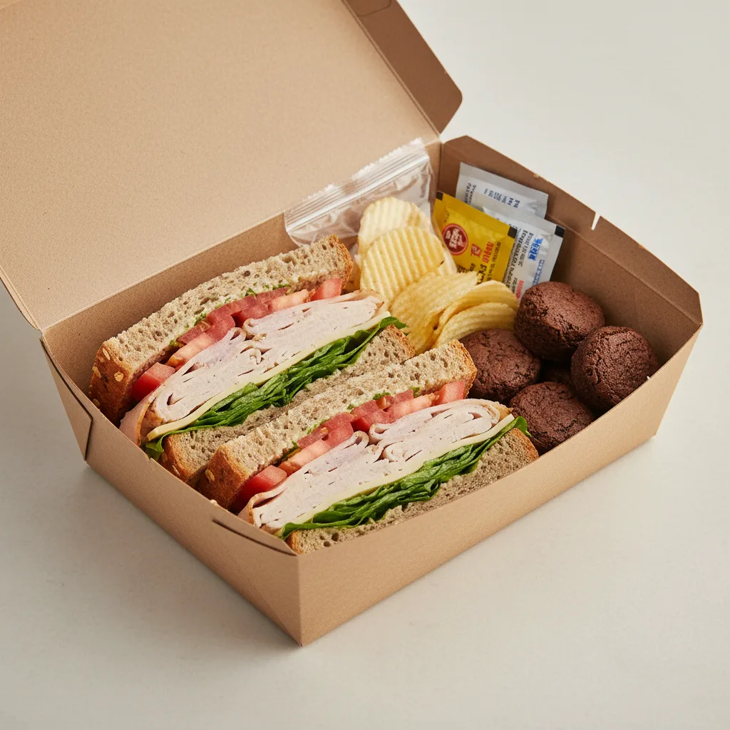Turkey Sandwich Boxed Lunch - Swiss Cheese Turkey Sandwich Boxed Lunch - Swiss Cheese