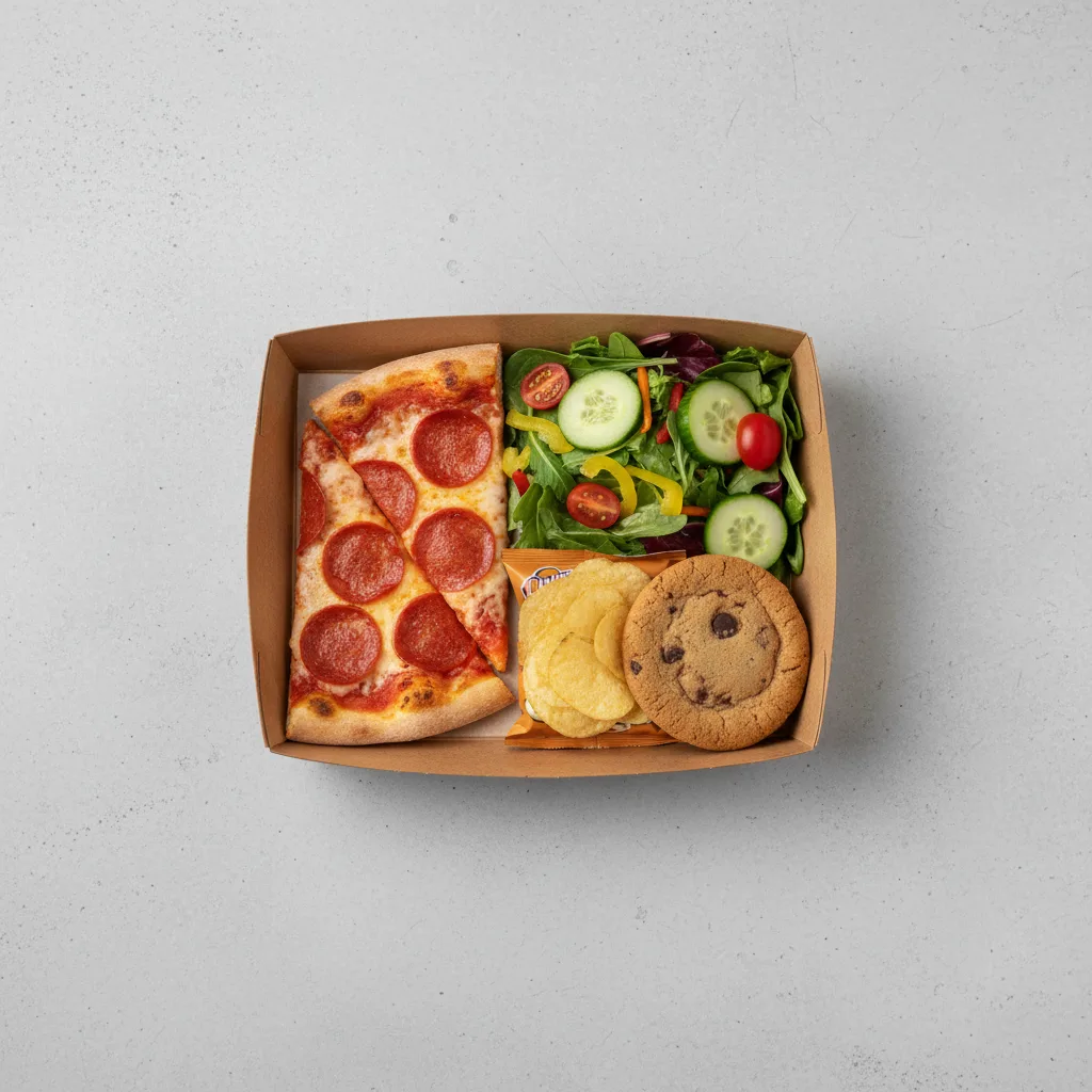 Pepperoni Pizza Boxed Lunch - Garden Salad Pepperoni Pizza Boxed Lunch - Garden Salad