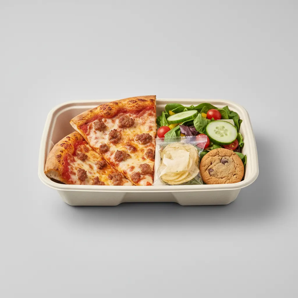 Sausage Pizza Boxed Lunch - Garden Salad Sausage Pizza Boxed Lunch - Garden Salad