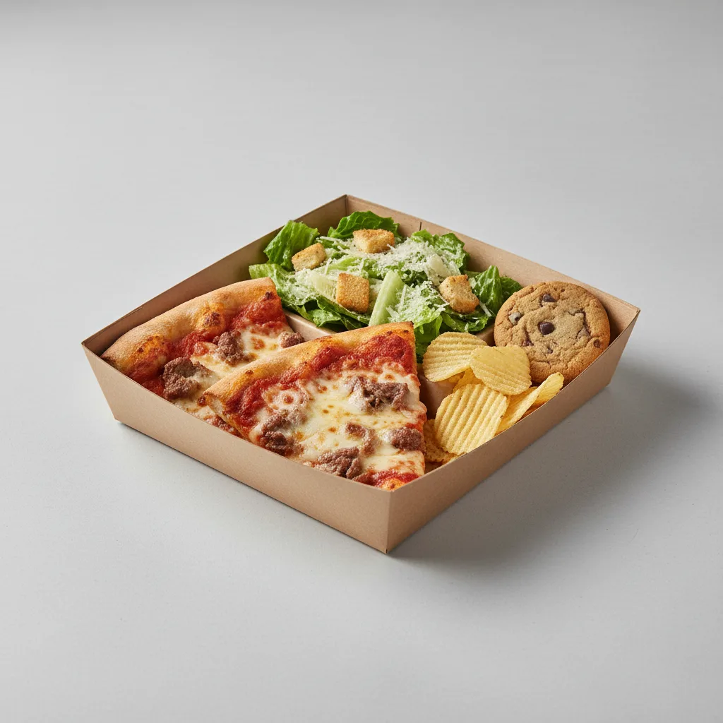 Beef Pizza Boxed Lunch - Caesar Salad Beef Pizza Boxed Lunch - Caesar Salad