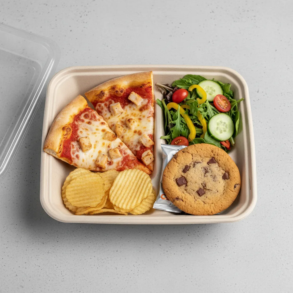 Chicken Pizza Boxed Lunch - Garden Salad Chicken Pizza Boxed Lunch - Garden Salad