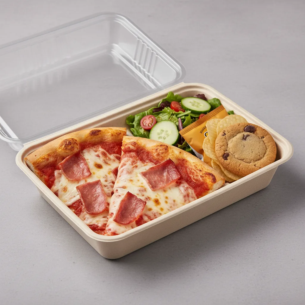 Canadian Bacon Pizza Boxed Lunch - Garden Salad Canadian Bacon Pizza Boxed Lunch - Garden Salad