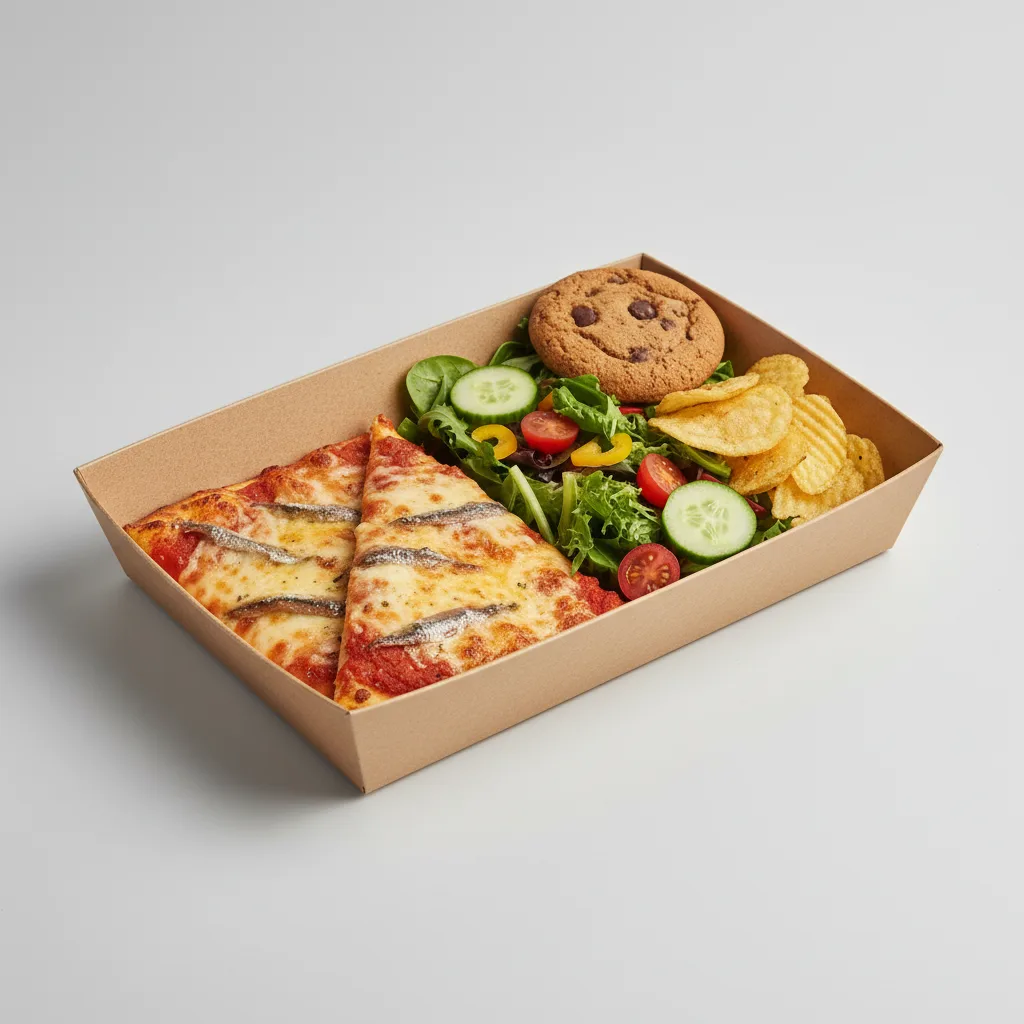 Anchovies Pizza Boxed Lunch - Garden Salad Anchovies Pizza Boxed Lunch - Garden Salad