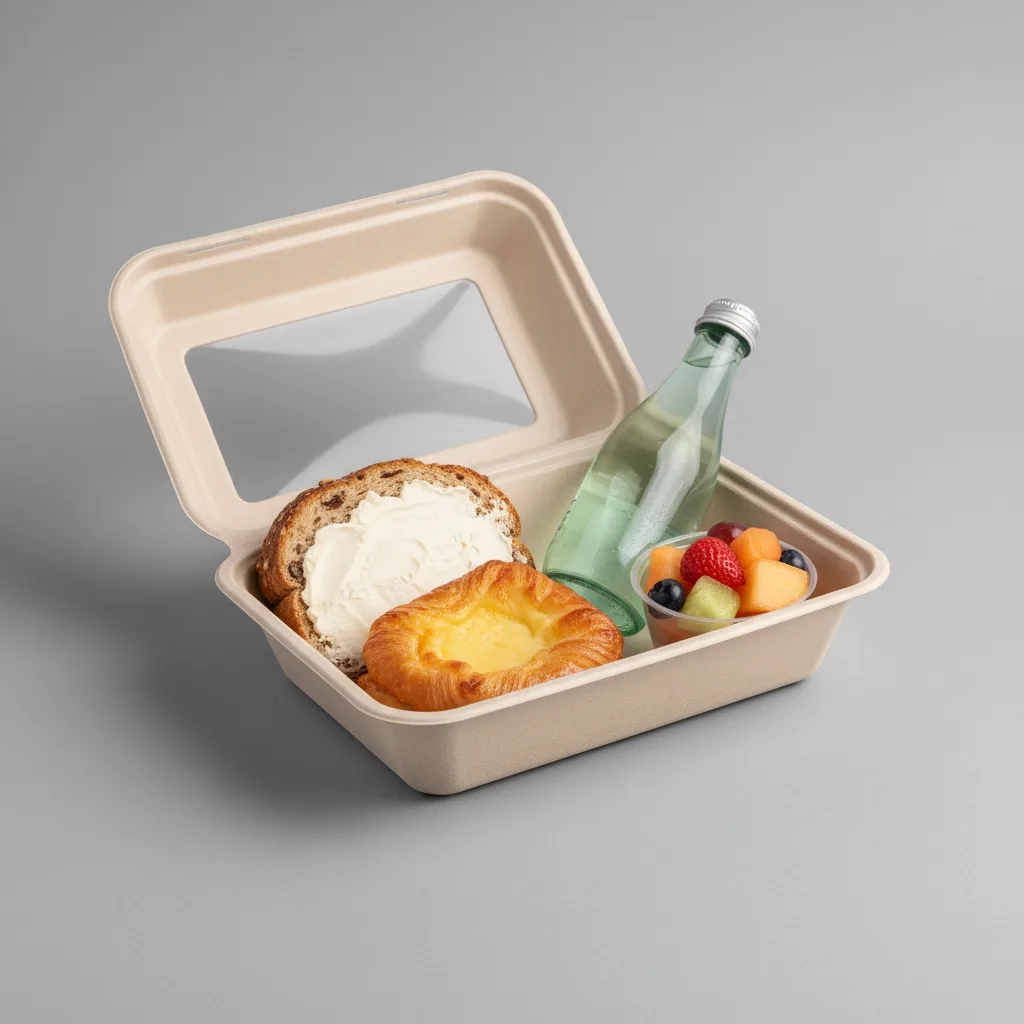 The Breakfast Box — Raisin Nut Bread with Cream Cheese, Cheese Danish, Sparkling Water