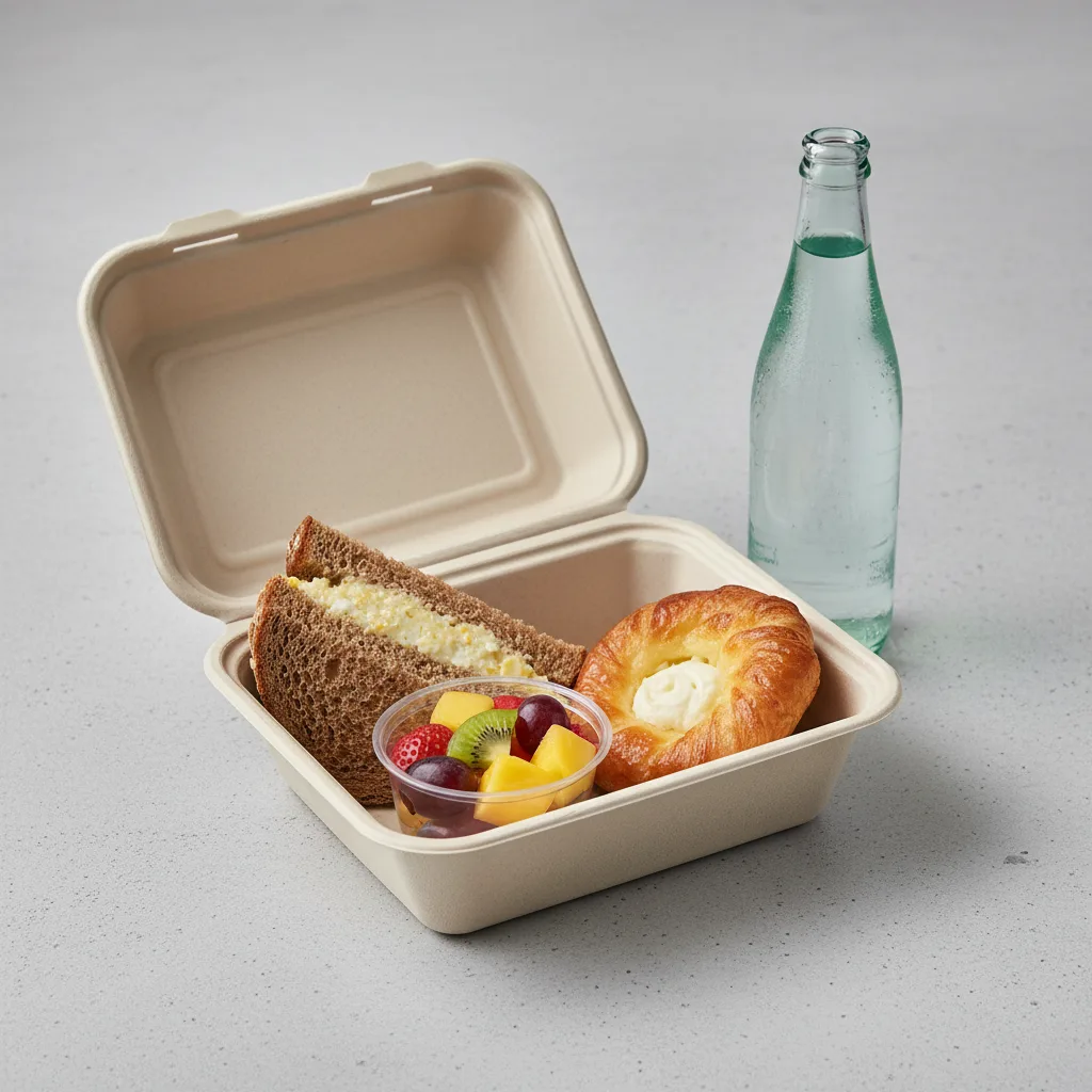 The Breakfast Box — Egg Salad on Health Bread, Cheese Danish, Sparkling Water