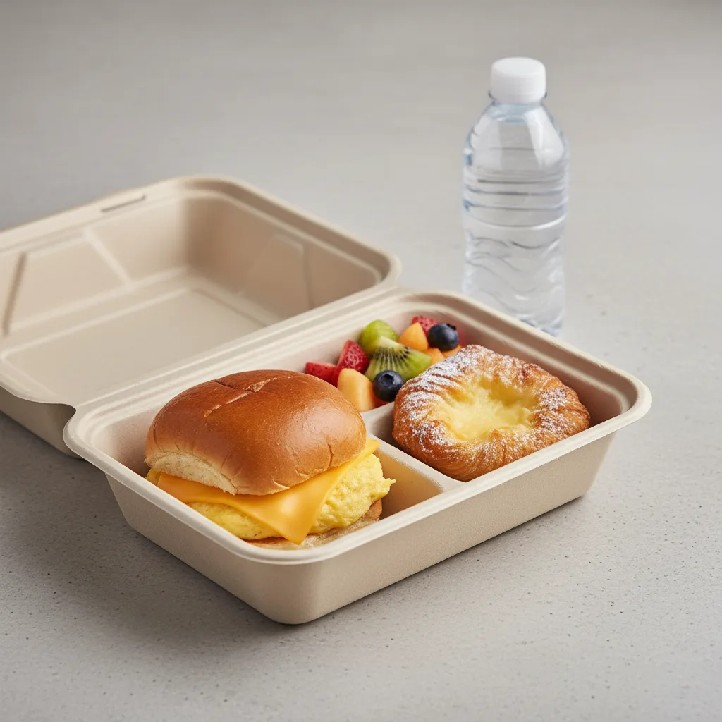 The Breakfast Box — Egg and Cheese on Brioche Roll, Cheese Danish, Flat Water